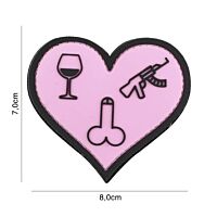 101 Love, Wine, Dicks & Guns Heart 3D PVC Patch