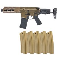 VFC AVALON CALIBUR II PDW AEG + 5 Valken SMAG's (w/ Built-In GATE ASTER + Maple Leaf Internals) - Tan