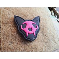 JTG Micro Nightmare Skull Cat Glow in the Dark 3D Rubber Patch - Pink