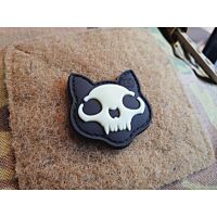 JTG Micro Nightmare Skull Cat Glow in the Dark 3D Rubber Patch - White