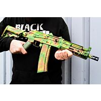 BZ x GearTech Custom-Painted Raven Evolution ORE AKS74U-TAC AEG + 3x 200 Round Mid Cap Magazines